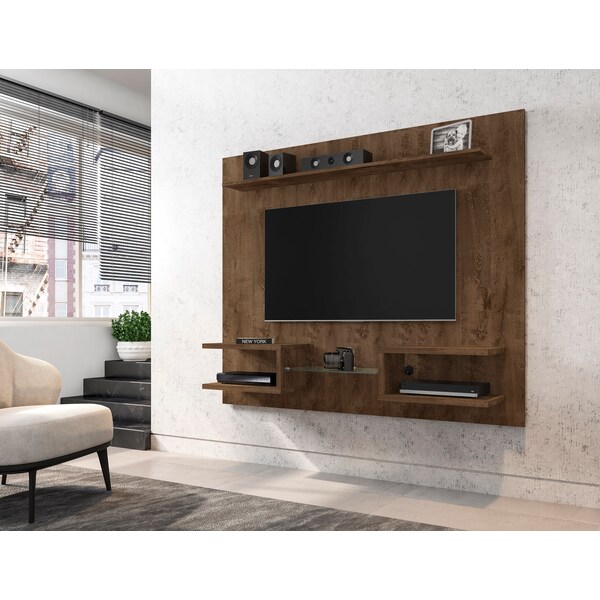 Manhattan Comfort Plaza 64.25 Floating Entertainment Center, Rustic Brown - 224BMC9