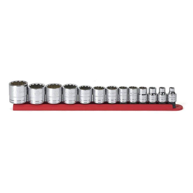 Juego de 13 piezas de dados estándar de 12 puntas SAE de 3/8 pulgadas de trinquete GEARWRENCH - 80561