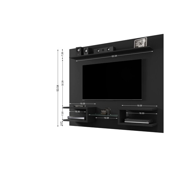 Manhattan Comfort Plaza 64.25 Floating Entertainment Center, Black - 224BMC8