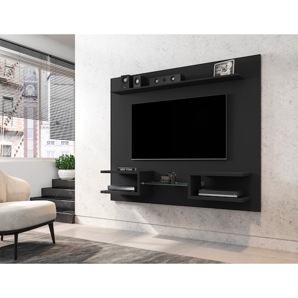 Manhattan Comfort Plaza 64.25 Floating Entertainment Center, Black - 224BMC8