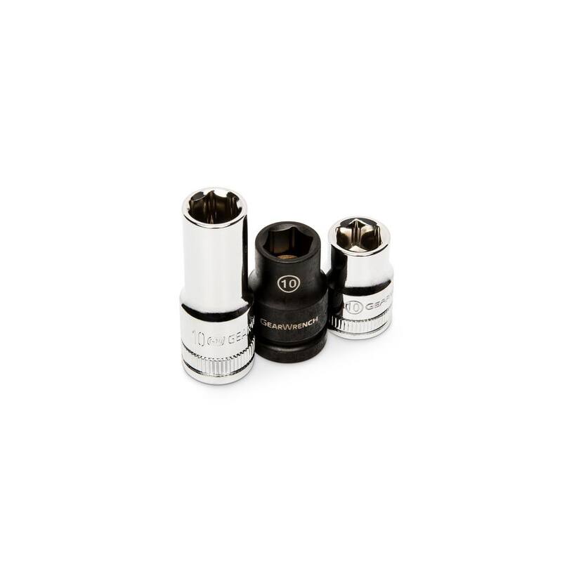Juego de dados de 10 mm de 6 puntos con carraca de 1/4 y 3/8 pulgadas (10 piezas) - 80319