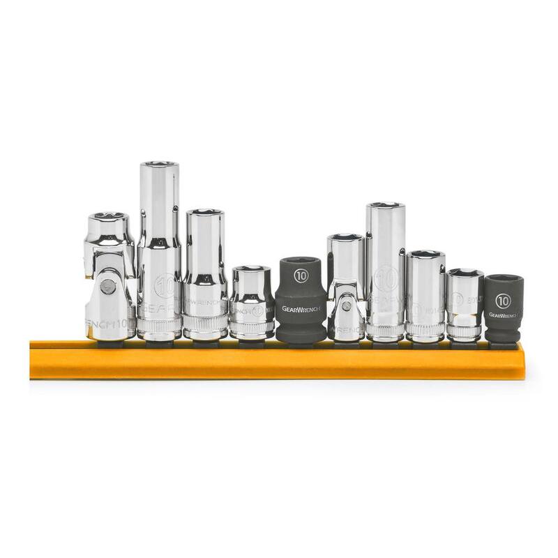 Juego de dados de 10 mm de 6 puntos con carraca de 1/4 y 3/8 pulgadas (10 piezas) - 80319
