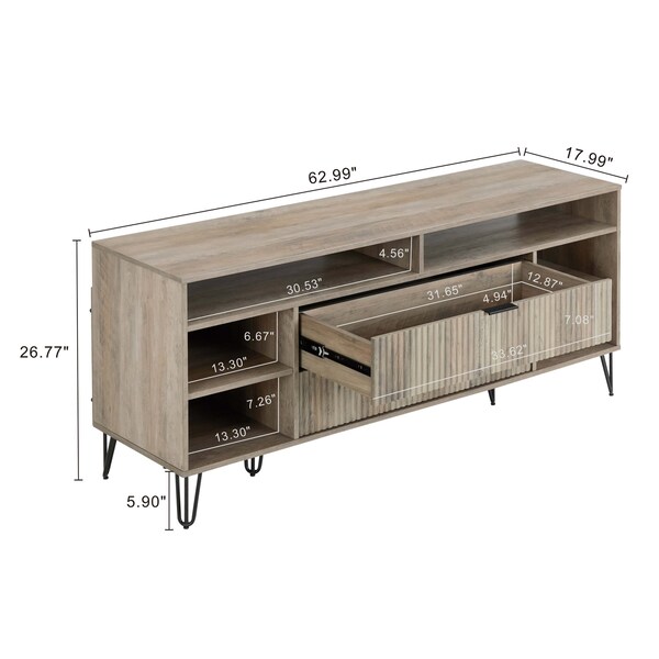 Manhattan Comfort DUMBO 63in TV Stand in Rustic Grey - TV001-GY