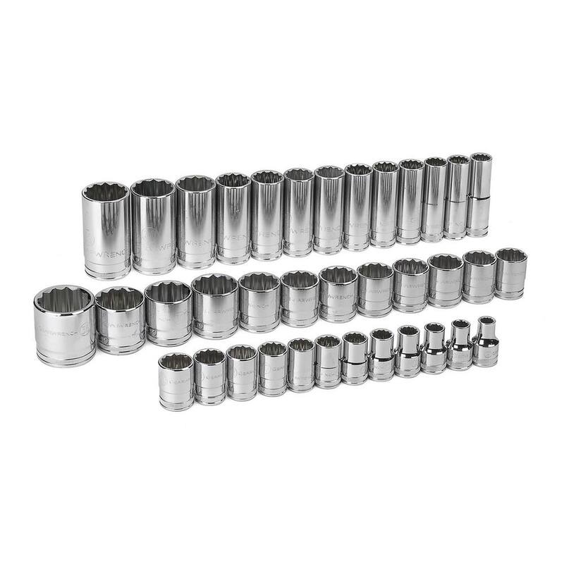 Juego de dados métricos estándar y profundos de 12 puntos de 1/2 pulgadas de GEARWRENCH (37 piezas) - 80730