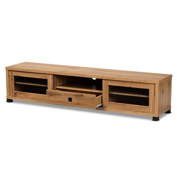 Baxton Studio Beasley Modern and Contemporary Oak Brown Finished Wood 1-Drawer TV Stand - 190-11999-ZORO