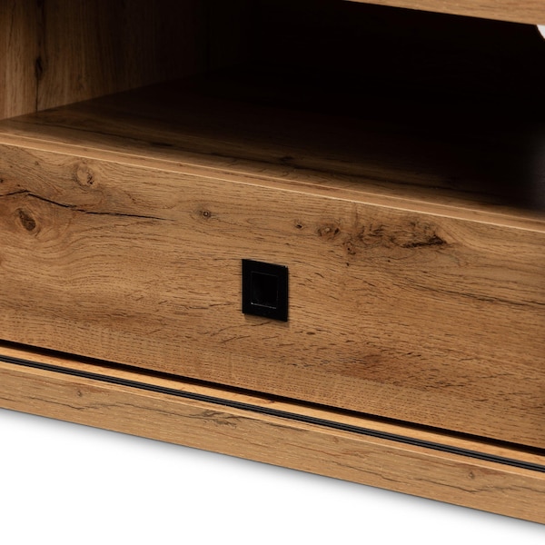 Baxton Studio Beasley Modern and Contemporary Oak Brown Finished Wood 1-Drawer TV Stand - 190-11999-ZORO