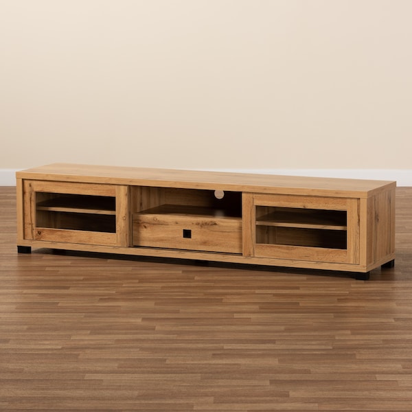 Baxton Studio Beasley Modern and Contemporary Oak Brown Finished Wood 1-Drawer TV Stand - 190-11999-ZORO