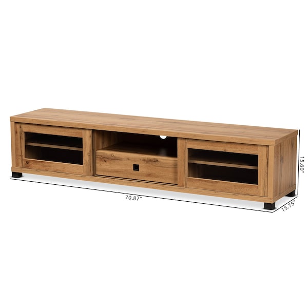 Baxton Studio Beasley Modern and Contemporary Oak Brown Finished Wood 1-Drawer TV Stand - 190-11999-ZORO