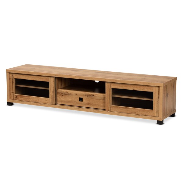 Baxton Studio Beasley Modern and Contemporary Oak Brown Finished Wood 1-Drawer TV Stand - 190-11999-ZORO