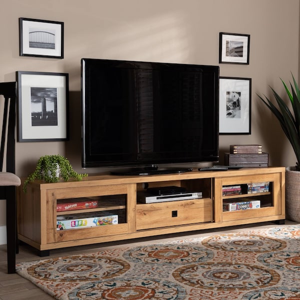 Baxton Studio Beasley Modern and Contemporary Oak Brown Finished Wood 1-Drawer TV Stand - 190-11999-ZORO