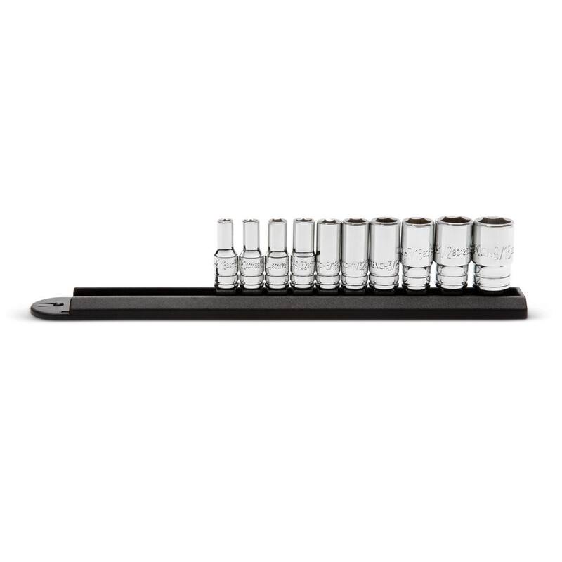 Juego de dados SAE de 1/4 de pulgada de 6 puntos de longitud media GEARWRENCH de 10 piezas - 80305S-06