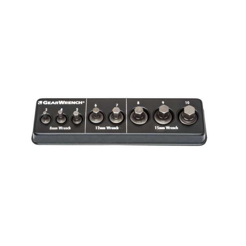 Juego de inserción de bits hexagonales de perfil bajo métricos GEARWRENCH para llaves de 6 y 12 puntos (8 piezas) - 81550