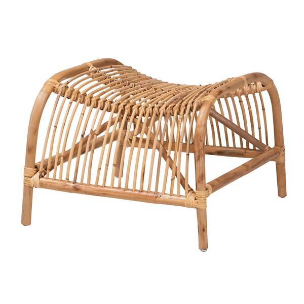 Baxton Studio Lamaria Modern Bohmenian Natural Brown Antique Rattan Footstool - 219-12716-ZORO