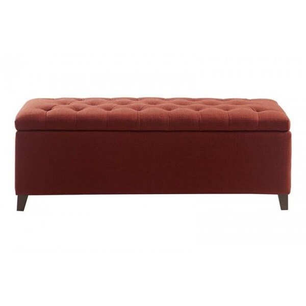 Madison Park Madison Park FUR105-0040 Shandra Tufted Top Storage Bench - Red - FUR105-0040
