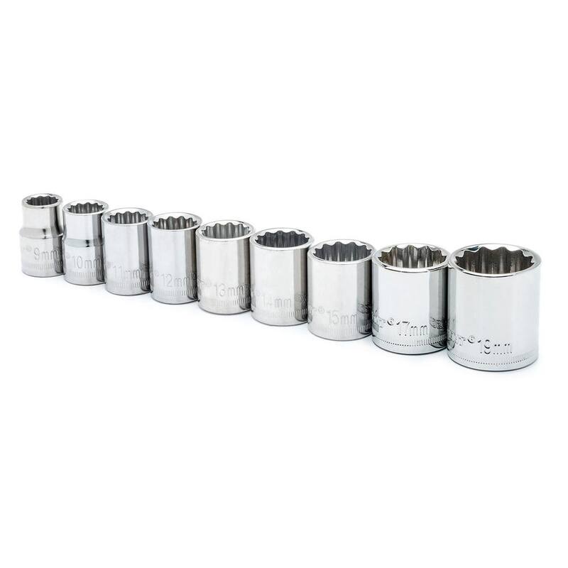 Juego de 9 puntas métricas estándar de 12 puntos para llave de vaso de 3/8 pulgadas con riel de llaves de vaso - CSAS5N