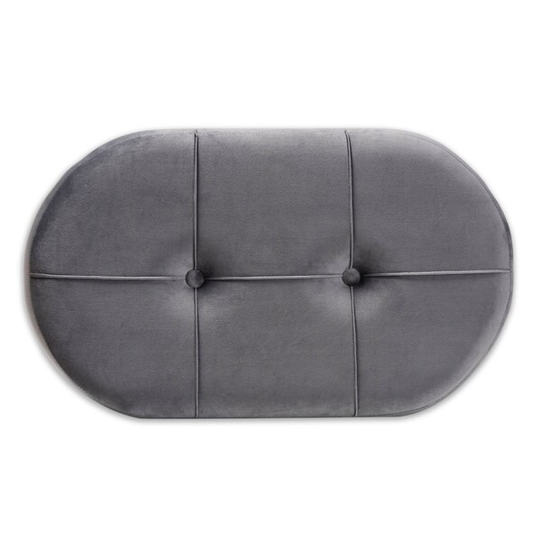 Baxton Studio Simone Mid-Century Grey Velvet Upholstered Wood Ottoman - 161-10280
