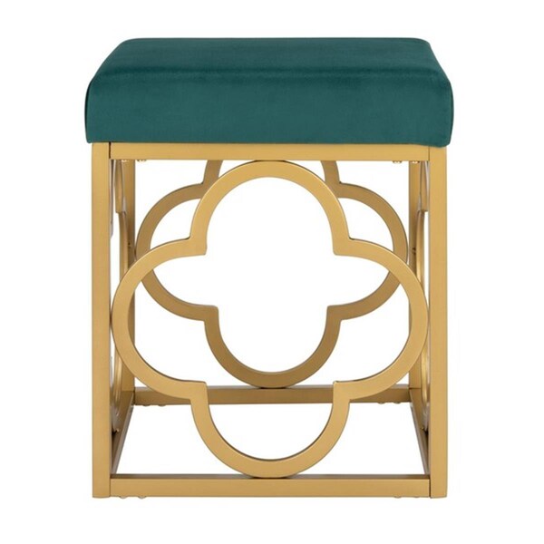 Safavieh 16.5 x 16.5 x 19 in. Fleur Square Ottoman Emerald & Gold - OTT6205B