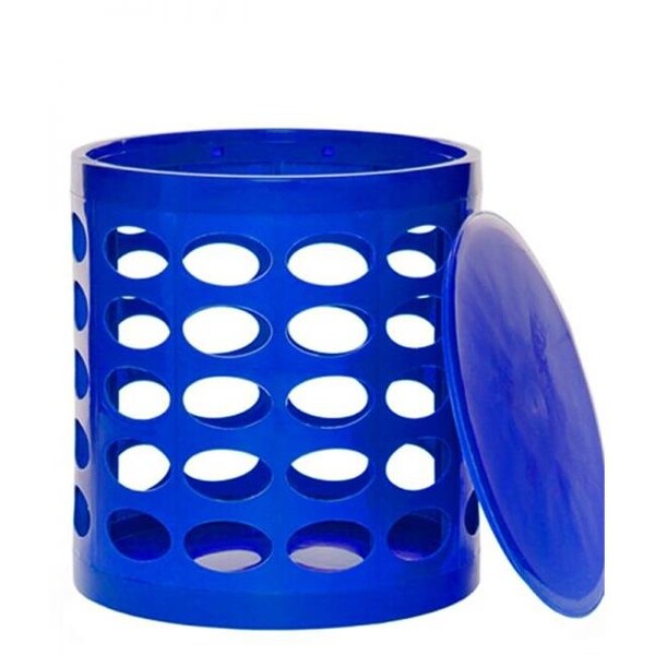 Nusteel NuSteel TT-103BLV Otto Storage Stool - Round Plastic Storage Ottoman with Oval Perforated Pattern  Blue - TT-103BLV