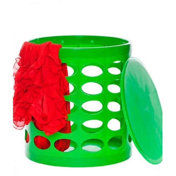 Nusteel NuSteel TT-108GBV Otto Storage Stool - Round Plastic Storage Ottoman with Oval Perforated Pattern  Green - TT-108GBV