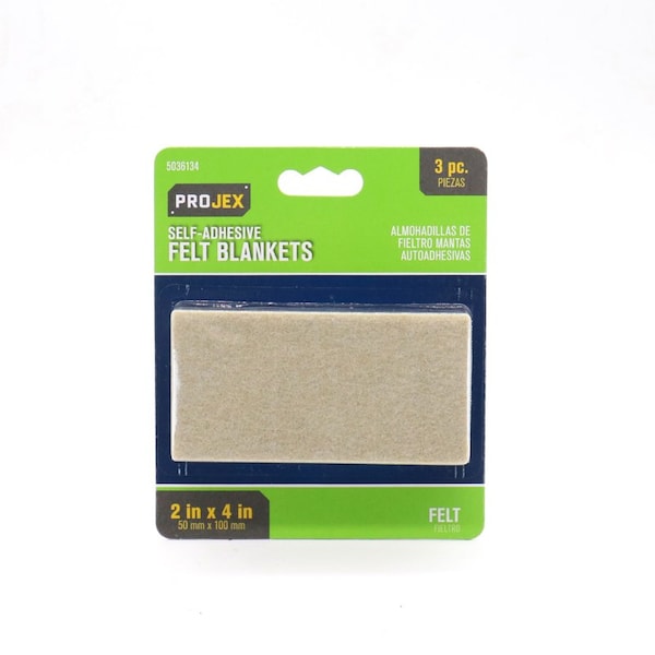 Projex Projex Felt Self Adhesive Blanket Brown Rectangle 2 in. W X 4 in. L 3 pk - P0099