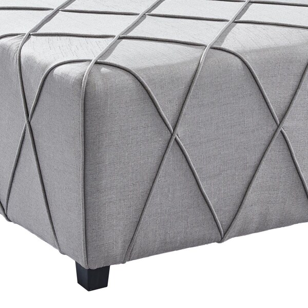 Seatsolutions 31 x 23 x 19 in. Gemini Contemporary Ottoman Silver Linen with Piping Accents & Wood Legs - SE1522285