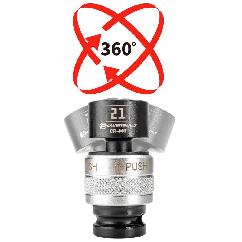 Juego de 9 piezas de llaves de vaso giratorias métricas de ½ pulgada con adaptador de cambio rápido Powerbuilt - 643031ECE