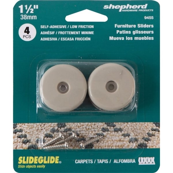 Shepherd Hardware Furniture Pad, 75 lb, PTFE, Tan, 4PK - 9455