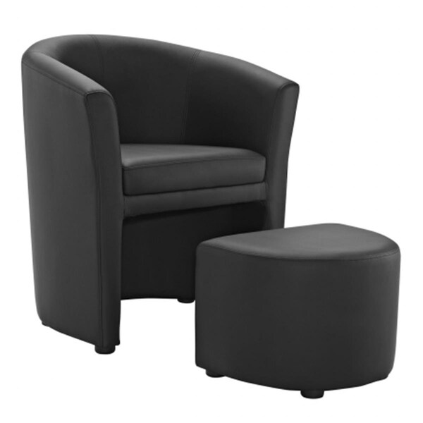 East End Imports Divulge Wood Armchair and Ottoman- Black - EEI-1407-BLK