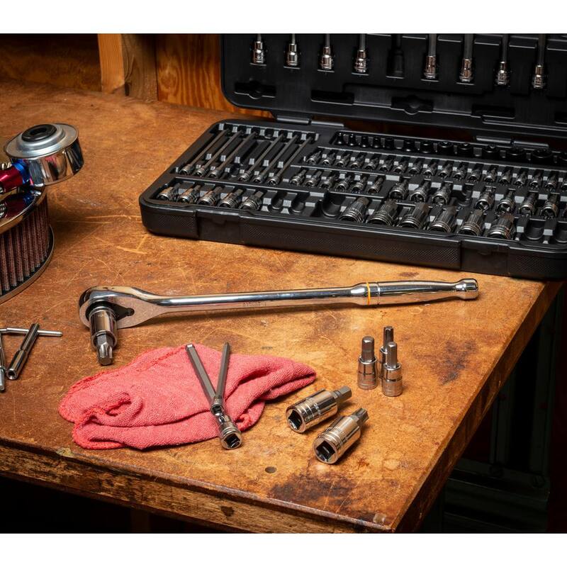 Juego de puntas de vaso GEARWRENCH de 1/4, 3/8 y 1/2 pulgadas, Hexagonal, Hexagonal con extremo de bola, Torx a prueba de manipulaciones, E-Torx y punta Torx (80 piezas) - 86538