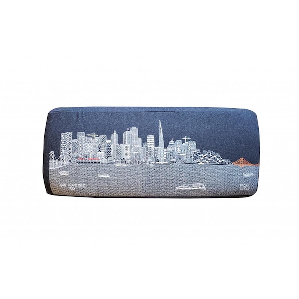 Gfancy Fixtures 38 in. San Francisco Nighttime Skyline Embroidered Ottoman Night - GF3110694