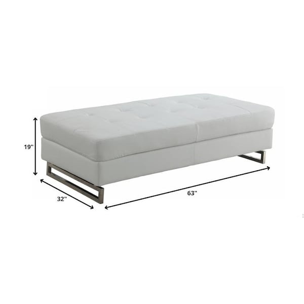Homeroots White Ottoman 63 x 32 x 19 in. - 366201