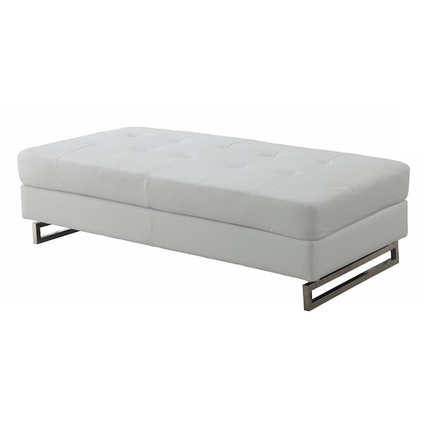 Homeroots White Ottoman 63 x 32 x 19 in. - 366201
