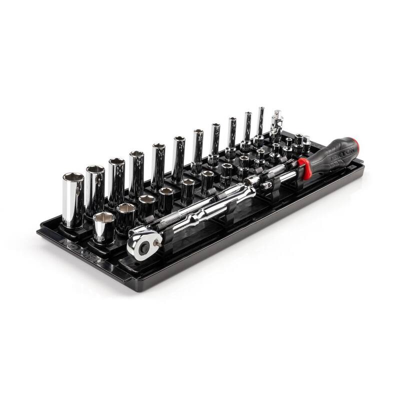 Set de llaves y trinquete de 1/4 de pulgada TEKTON con rieles (5/32 a 9/16 de pulgada) (29 piezas) - SKT03101