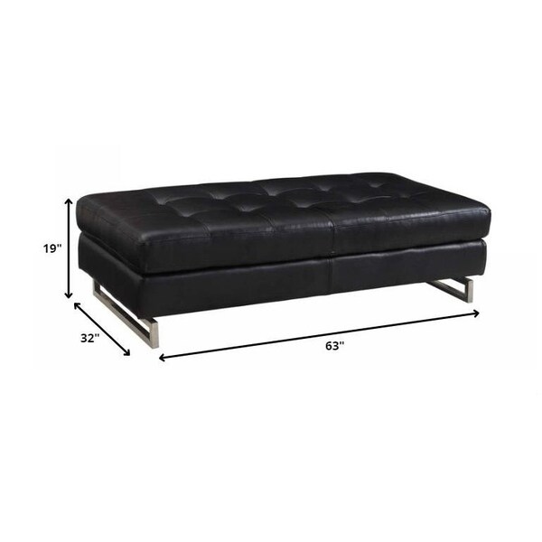 Homeroots Black Ottoman 63 x 32 x 19 in. - 366199