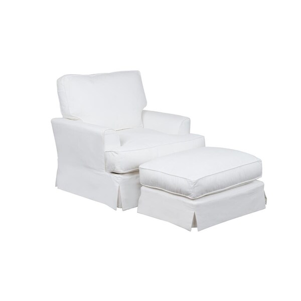 Sunset Trading Ariana Slipcovered Chair with Ottoman Performance White - SU-78320-30-81