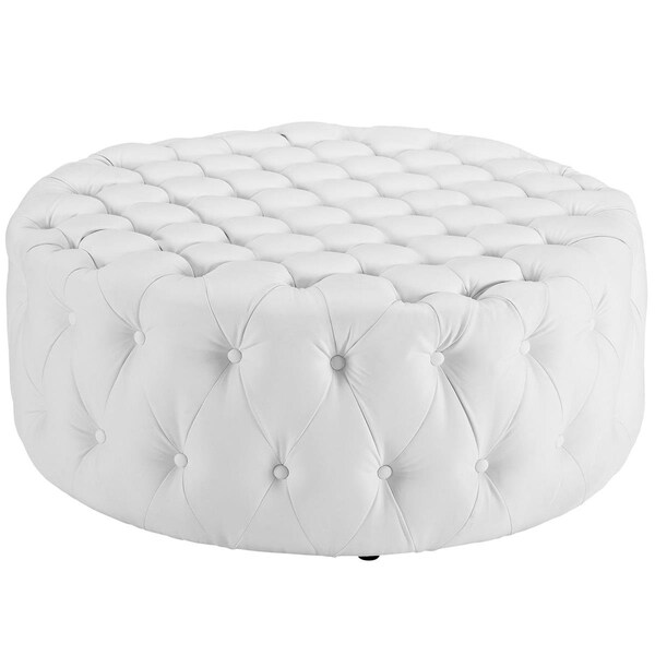 Modway Furniture 16.5 H x 40 W x 40 L in. Amour Upholstered Vinyl Ottoman, White - EEI-2224-WHI