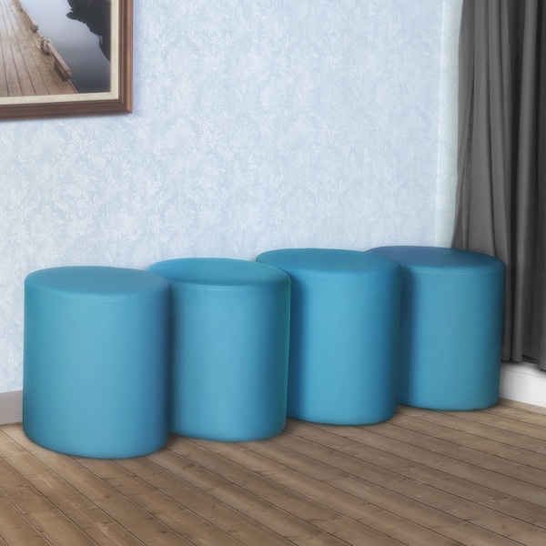 Regency Logan Round Vinyl Ottoman (Set of 4)- Peacock Teal - N6262PT4PK