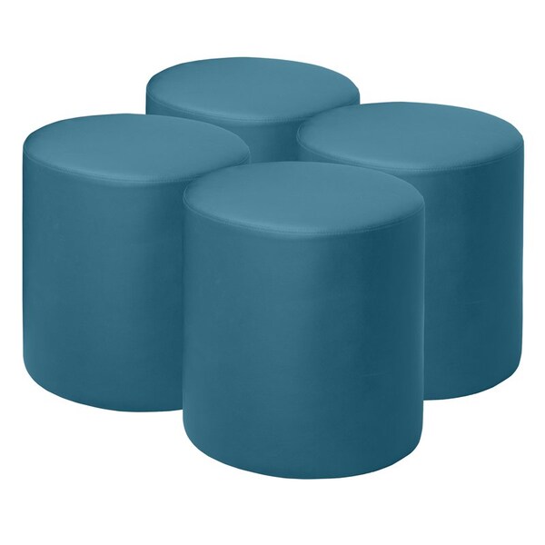 Regency Logan Round Vinyl Ottoman (Set of 4)- Peacock Teal - N6262PT4PK