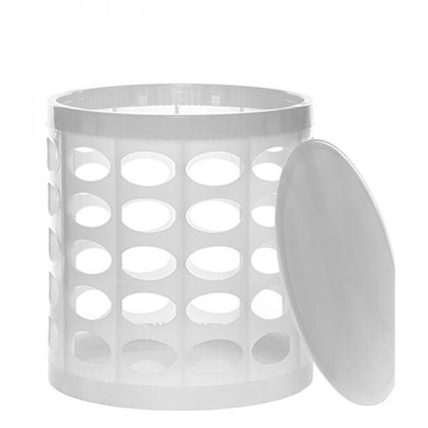 Nusteel NuSteel TT-104WHV Otto Storage Stool - Round Plastic Storage Ottoman with Oval Perforated Pattern  White - TT-104WHV
