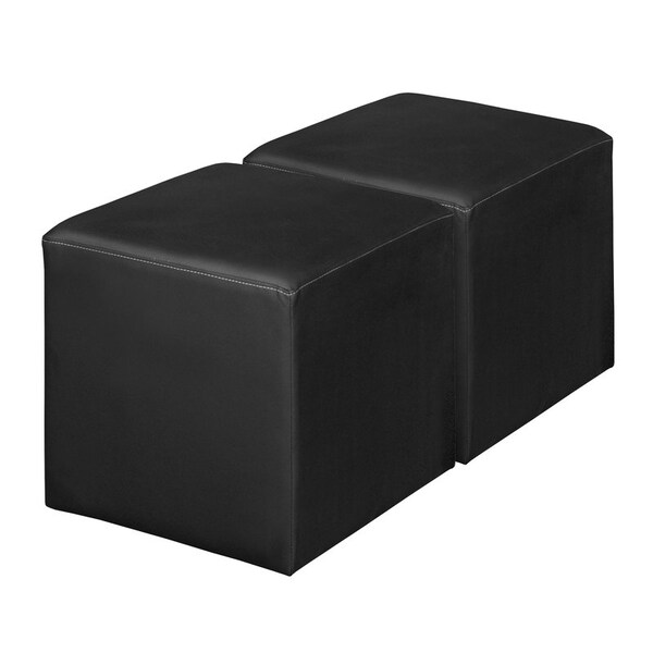 Regency Jean Square Vinyl Ottoman (Set of 2)- Black - N6263BK2PK