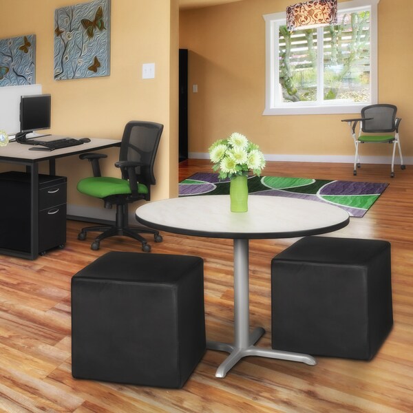 Regency Jean Square Vinyl Ottoman (Set of 2)- Black - N6263BK2PK