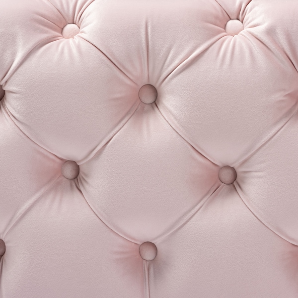Baxton Studio Avara Pink Velvet Upholstered Gold Finished Button Tufted Ottoman - 153-9373