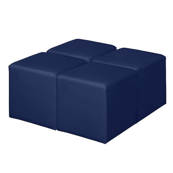 Regency Jean Square Vinyl Ottoman (Set of 4)- Naval Blue - N6263NB4PK
