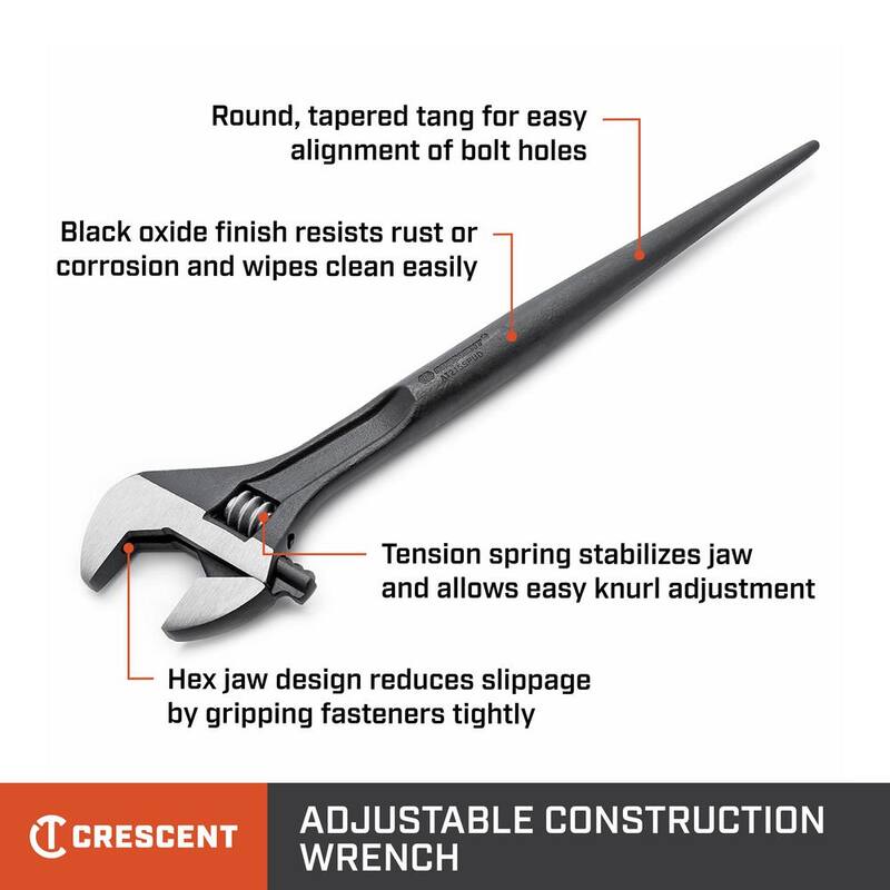 Llave de construcción ajustable Crescent de 16 pulgadas con recubrimiento de óxido negro - AT215SPUD