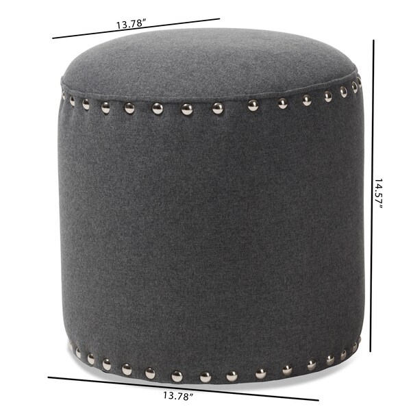 Baxton Studio Rosine Modern Dark Grey Upholstered Nail Trim Ottoman - 143-8144