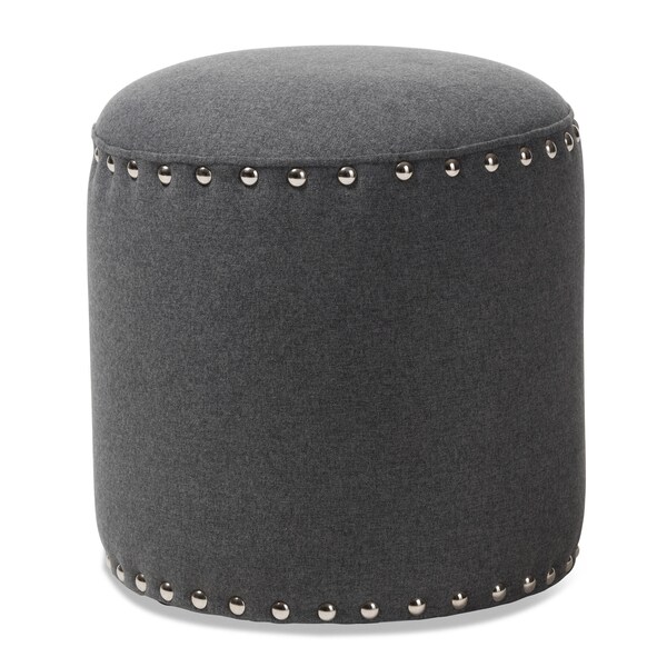 Baxton Studio Rosine Modern Dark Grey Upholstered Nail Trim Ottoman - 143-8144