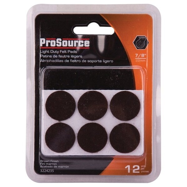 Prosource Furniture Pad, Felt Cloth, Brown, 7/8 in Dia, 5/64 in Thick, Round - FE-50220-PS