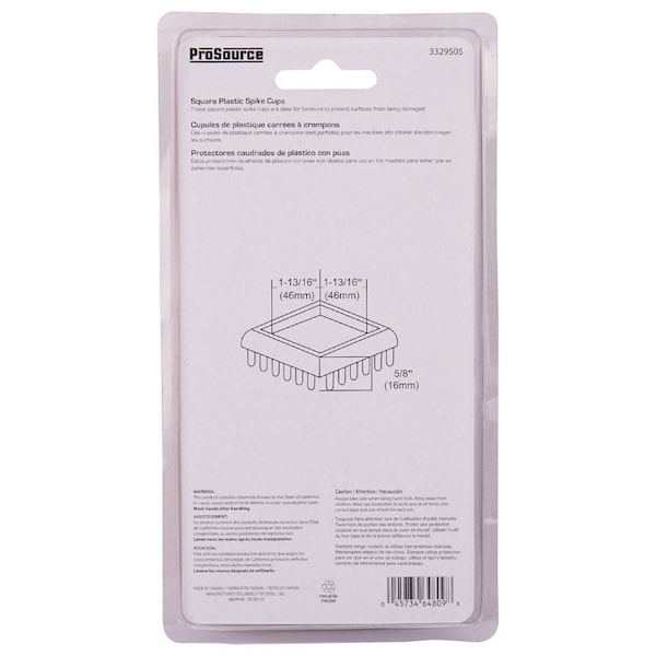Prosource Furniture Glide, Plastic, Clear, Clear, 1-13/16 x 1-13/16 x 5/8 in Dimensions - FE-50890-PS