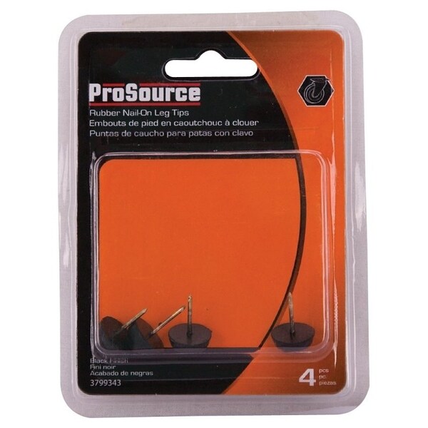 Prosource Furniture Leg Tip, Round, Rubber, Black, 1/2 in Dia, 3/4 in H - FE-50670-PS
