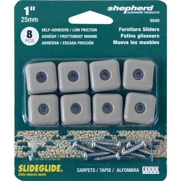 Shepherd Hardware Furniture Pad, 75 lb, Polyethylene, Tan, 8PK - 9240